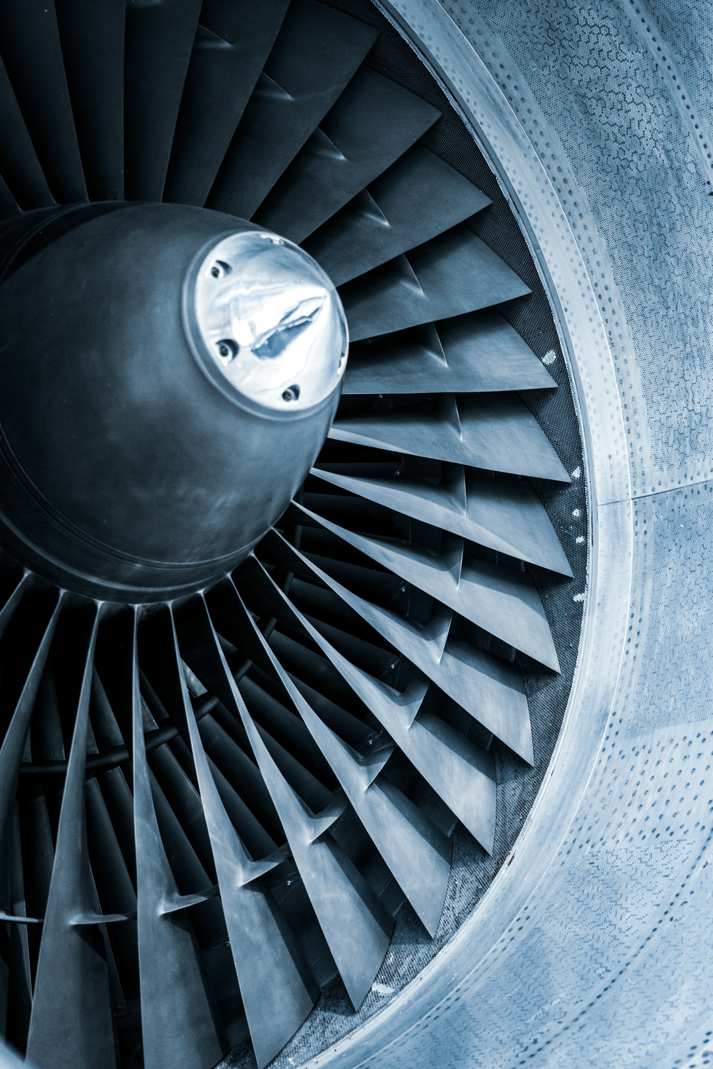 Close view of turbine blades used in advanced aerospace engineering